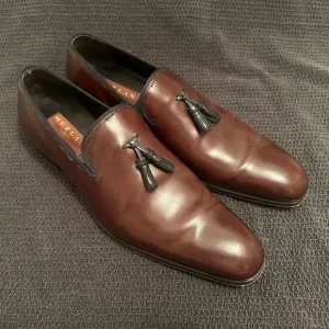 Mezlan Brown &amp; Navy Tassel Leather Loafers 11.5M