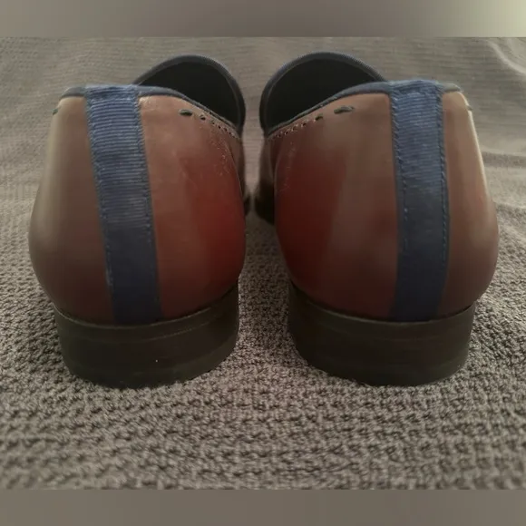Mezlan Brown &amp; Navy Tassel Leather Loafers 11.5M