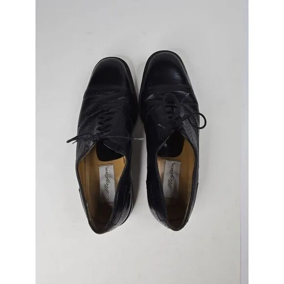 MEZLAN Dress Shoes Mens Size‎ 8.5 M Black Leather Cap Toe Oxford Lace Up Office