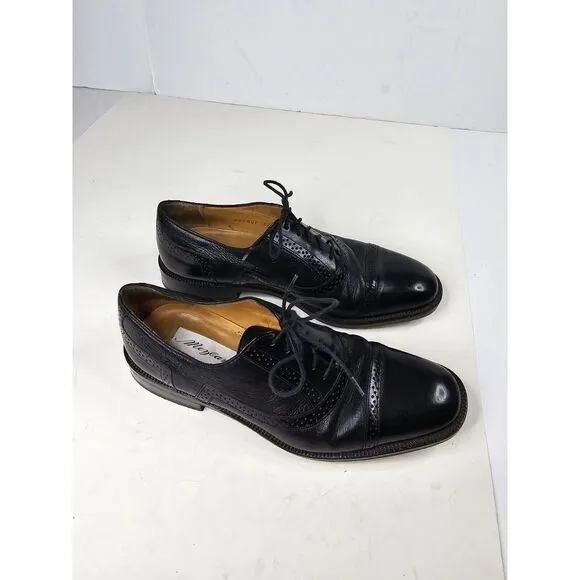 MEZLAN Dress Shoes Mens Size‎ 8.5 M Black Leather Cap Toe Oxford Lace Up Office