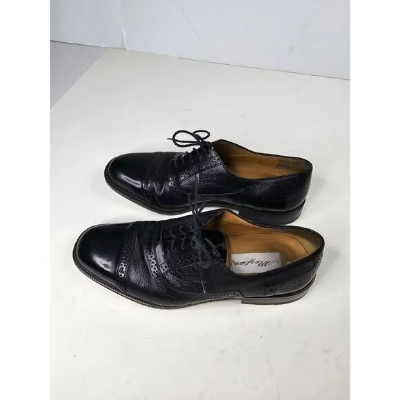 MEZLAN Dress Shoes Mens Size‎ 8.5 M Black Leather Cap Toe Oxford Lace Up Office