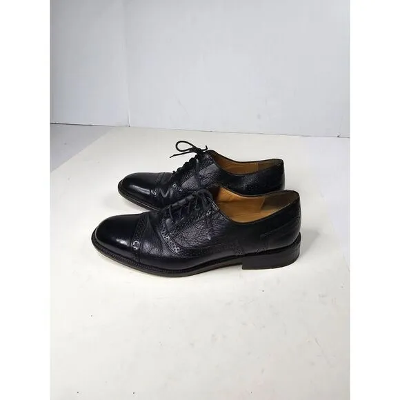 MEZLAN Dress Shoes Mens Size‎ 8.5 M Black Leather Cap Toe Oxford Lace Up Office