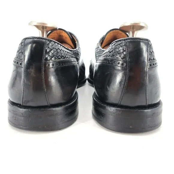 Mezlan Exotic Mens 12M Black Crocodile Woven Leather Cap-toe Derby Dress Shoes