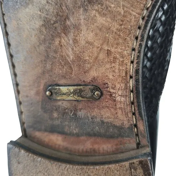 Mezlan Exotic Mens 12M Black Crocodile Woven Leather Cap-toe Derby Dress Shoes