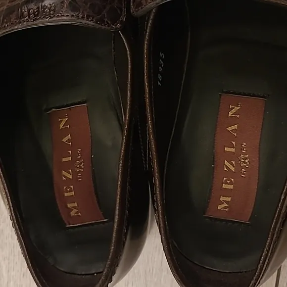 MEZLAN Genuine Dark Brown Crocodile Croc Sz 9.5 M Mens‎ Abstract Loafers Shoes