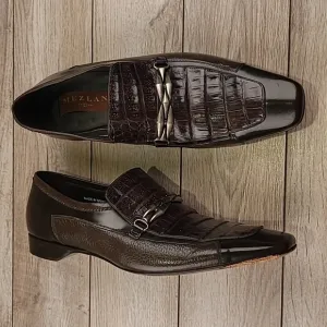 MEZLAN Genuine Dark Brown Crocodile Croc Sz 9.5 M Mens‎ Abstract Loafers Shoes