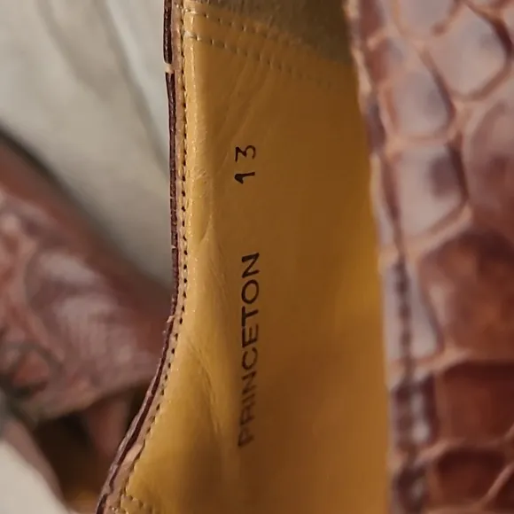 MEZLAN Princeton Crocodile Croc‎ Brown Sz 13 Mens Oxford Dress Shoes