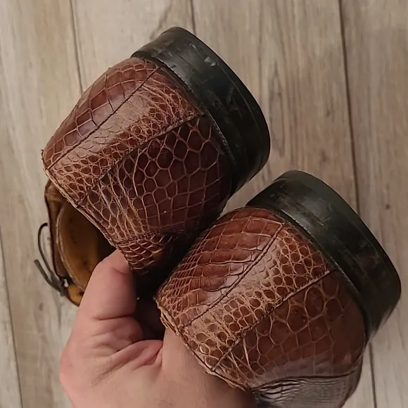 MEZLAN Princeton Crocodile Croc‎ Brown Sz 13 Mens Oxford Dress Shoes