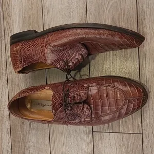 MEZLAN Princeton Crocodile Croc‎ Brown Sz 13 Mens Oxford Dress Shoes