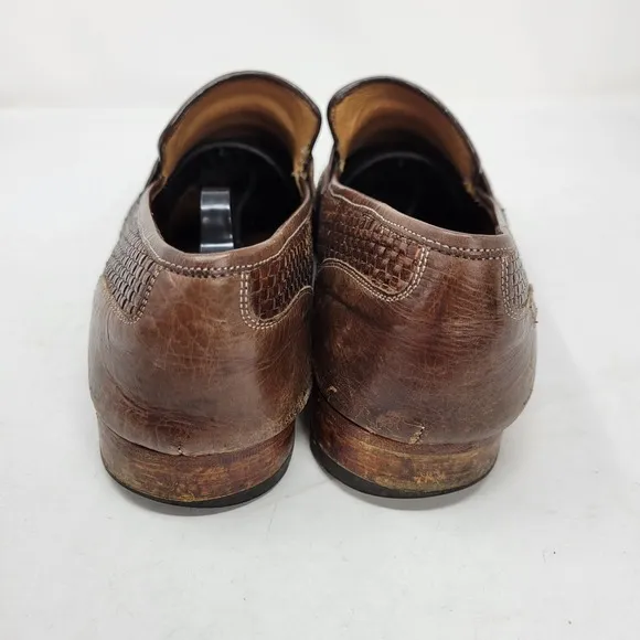 Mezlan Shoes Mens 9 Dress Oxford Derby Brogue Loafer Woven Braided Brown Adult