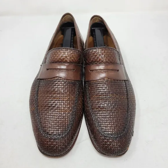 Mezlan Shoes Mens 9 Dress Oxford Derby Brogue Loafer Woven Braided Brown Adult