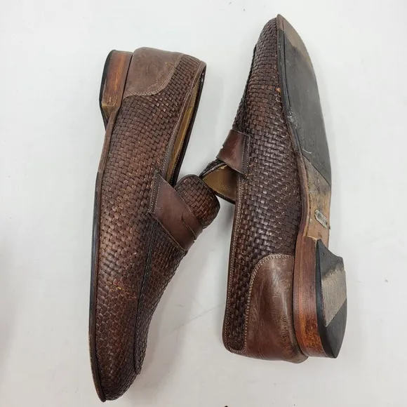 Mezlan Shoes Mens 9 Dress Oxford Derby Brogue Loafer Woven Braided Brown Adult