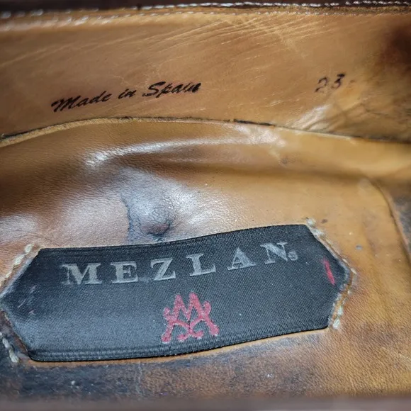 Mezlan Shoes Mens 9 Dress Oxford Derby Brogue Loafer Woven Braided Brown Adult