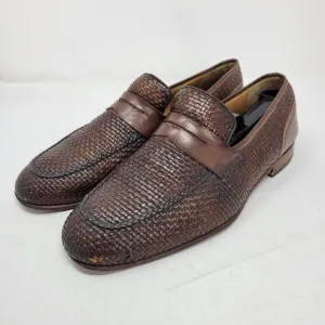 Mezlan Shoes Mens 9 Dress Oxford Derby Brogue Loafer Woven Braided Brown Adult