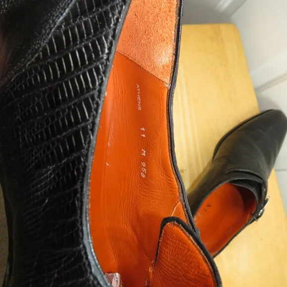 Mezlan Size 11 M Lizard Skin Monk Strap Black Dress Spain Shoes MEN'S Athens