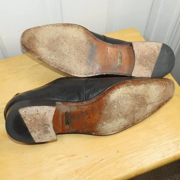 Mezlan Size 11 M Lizard Skin Monk Strap Black Dress Spain Shoes MEN'S Athens