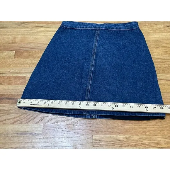 Miami Women's Skirt Mini Denim Floral Embroidery Boho Front Button Detail S Blue