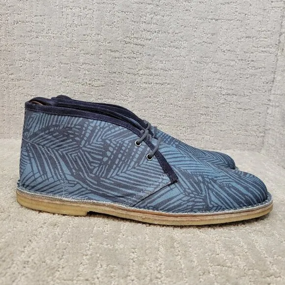 Michael Bastian Stitchout Men's Size 7.5 US Blue Leaf Canvas Chukka Boots