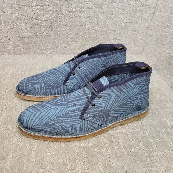 Michael Bastian Stitchout Men's Size 7.5 US Blue Leaf Canvas Chukka Boots