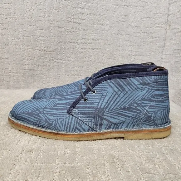 Michael Bastian Stitchout Men's Size 7.5 US Blue Leaf Canvas Chukka Boots