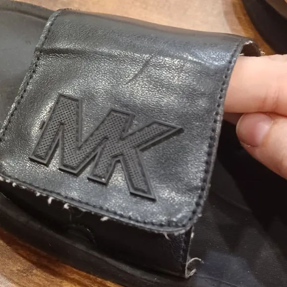 Michael Kors black leather unisex sandals