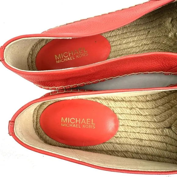 Michael Kors Kendrick Espadrille Slip On Shoes 9.5 Pink Grapefruit Coral Womens