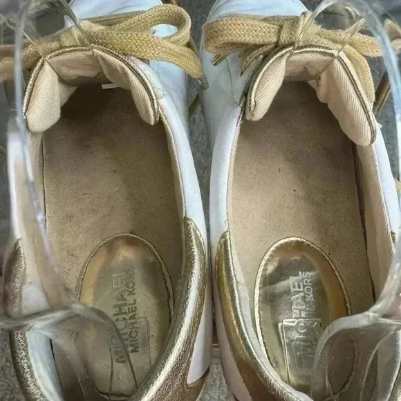 Michael Kors Lola White/Hold leather sneakers size 8.5.