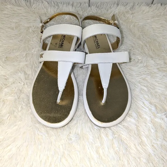 Michael Kors MK NWT White / Dorado Girl Sandals Sz 1