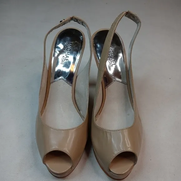 Michael Kors Nude Patent Leather Peep Toe Platform
