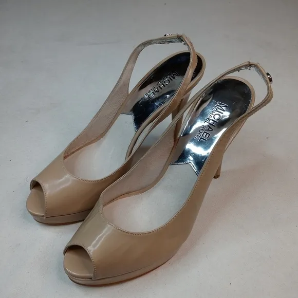 Michael Kors Nude Patent Leather Peep Toe Platform