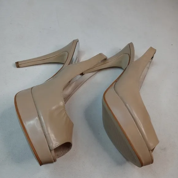 Michael Kors Nude Patent Leather Peep Toe Platform
