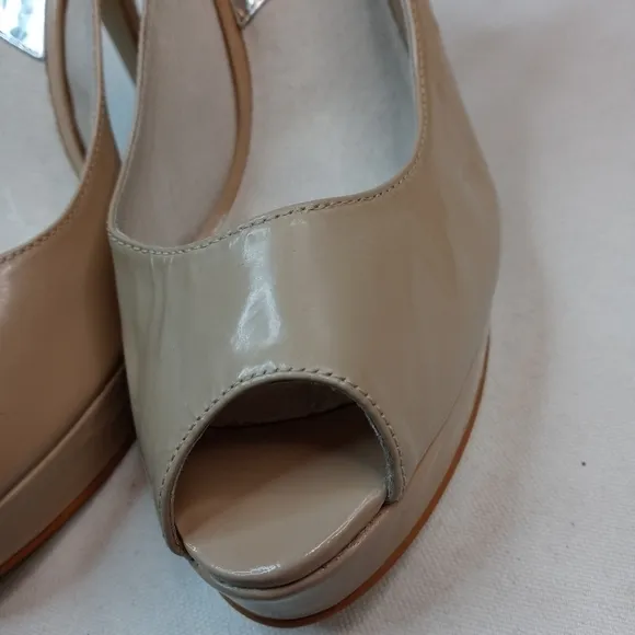 Michael Kors Nude Patent Leather Peep Toe Platform