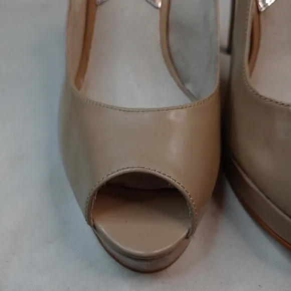Michael Kors Nude Patent Leather Peep Toe Platform