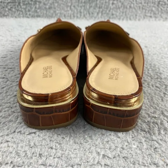 Michael Kors Ripley Pointed Toe Mule Slip on Brown Womens 7M Leather Upper Bow