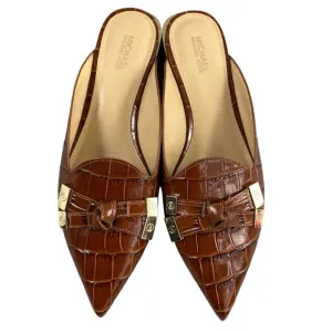 Michael Kors Ripley Pointed Toe Mule Slip on Brown Womens 7M Leather Upper Bow