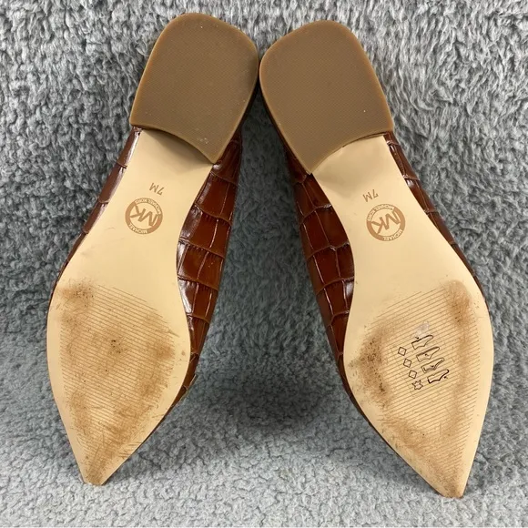 Michael Kors Ripley Pointed Toe Mule Slip on Brown Womens 7M Leather Upper Bow