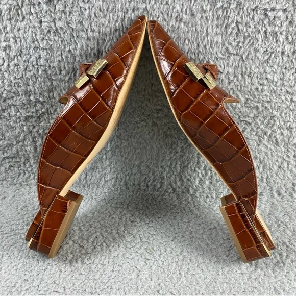 Michael Kors Ripley Pointed Toe Mule Slip on Brown Womens 7M Leather Upper Bow