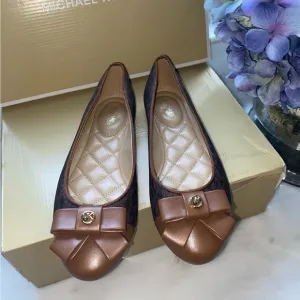 Michael Kors Signature Print Gale Flats, Size 6, Color: Brown