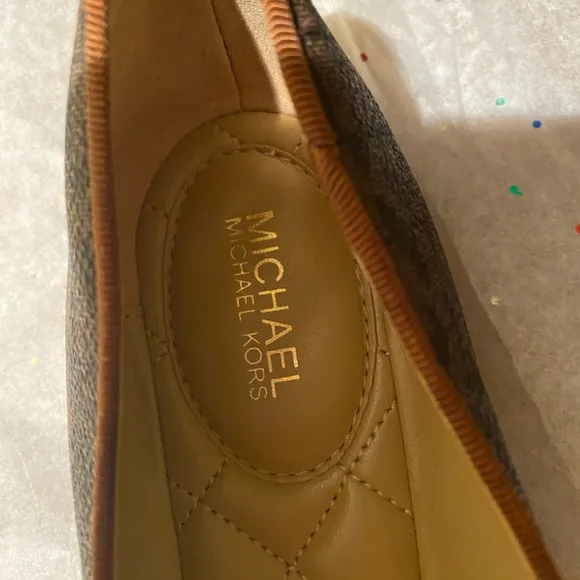 Michael Kors Signature Print Gale Flats, Size 6, Color: Brown