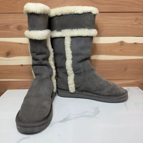 Michael Kors Tall Winter Boots Shearling Lined Suede Gray Boots Size 9M
