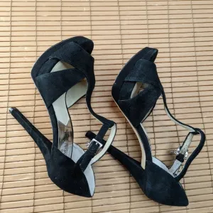 Michael Kors women's black suede platform sandals sz 5.5M. 5&quot; heels. 271pm