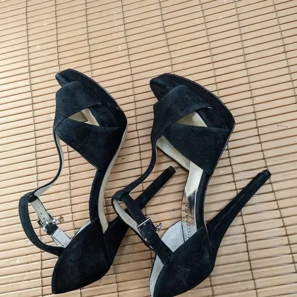 Michael Kors women's black suede platform sandals sz 5.5M. 5&quot; heels. 271pm