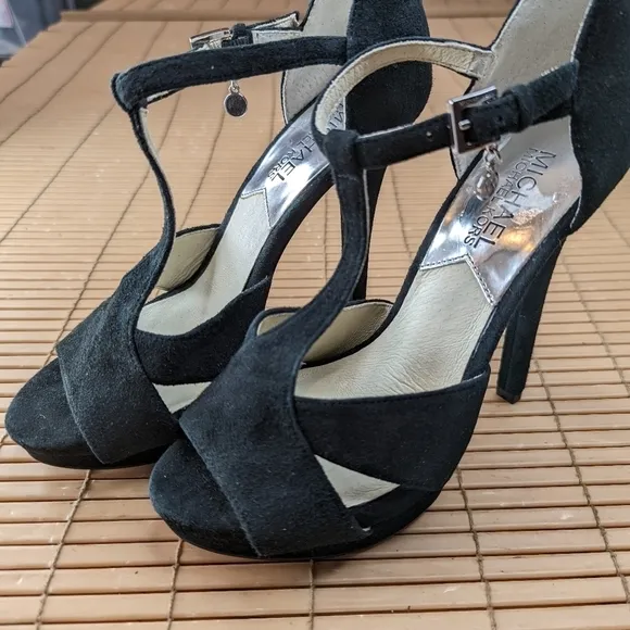 Michael Kors women's black suede platform sandals sz 5.5M. 5&quot; heels. 271pm