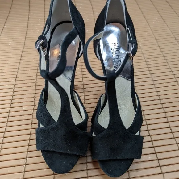 Michael Kors women's black suede platform sandals sz 5.5M. 5&quot; heels. 271pm