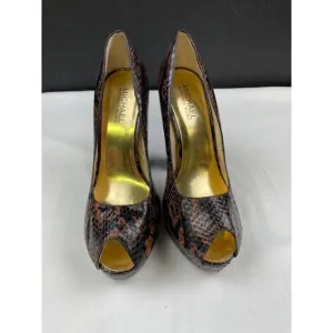 Michael Kors Women's Brown Genuine Snake Shoes/Heels 5.25&quot; Size 7.5 SKU  4234