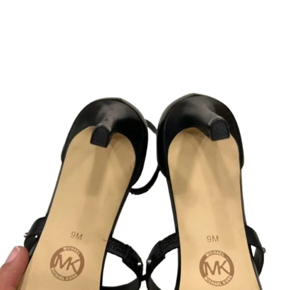 Michael Kors Women's Koda Black Leather Studded Heels Size 9M