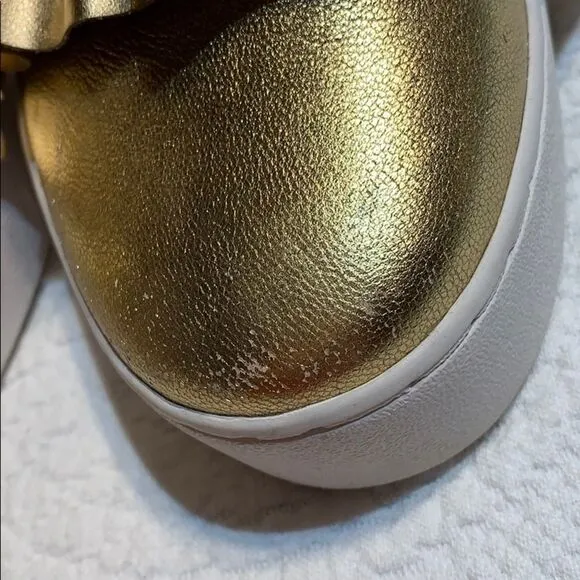 Michael MK Gold Slip on Shoes. Size 9