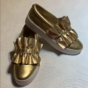 Michael MK Gold Slip on Shoes. Size 9
