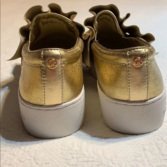 Michael MK Gold Slip on Shoes. Size 9