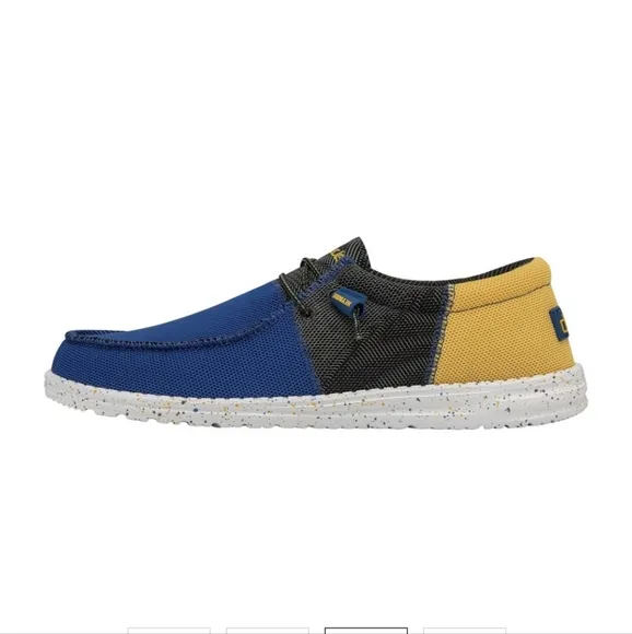 MICHIGAN WOLVERINE HEY DUDE WALLY SOX TRI FANS GOLD BLUE - FOOTWEAR MEN'S